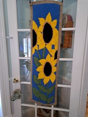 Handmade Sunflower Hooked Wall Hanging